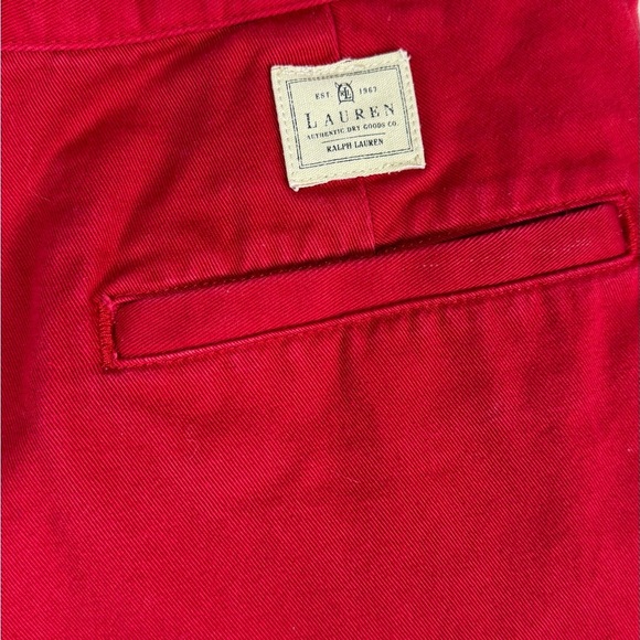 Lauren Ralph Lauren‎ Red Long Shorts Gold Button 100% Cotton Size 8 - Picture 3 of 7